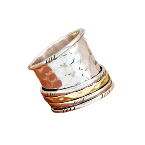 925 Sterling Silber Spinner Ring Unisex, minimalistisches Meditations-Fidget-Band, Meditation zur Angstlinderung, rotierender, gehämmerter Boho-Ring für Entspannung und Komfort | LK_VSP_TT_0384 von LKBEADS