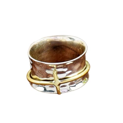 925 Sterling Silber Spinner Ring Unisex, minimalistisches Meditations-Fidget-Band, Meditation zur Angstlinderung, rotierender, gehämmerter Boho-Ring für Entspannung und Komfort | LK_VSP_TT_0399 von LKBEADS