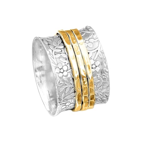 925 Sterling Silber Spinner Ring Unisex, minimalistisches Meditations-Fidget-Band, Meditation zur Angstlinderung, rotierender, gehämmerter Boho-Ring für Entspannung und Komfort | LK_VSP_TT_0416 925 Sterling Silber Spinner Ring Unisex, minimalistisches Meditations-Fidget-Band, Meditation zur Angstlinderung, rotierender, gehämmerter Boho-Ring für Entspannung und Komfort | LK_VSP_TT_0416 von LKBEADS