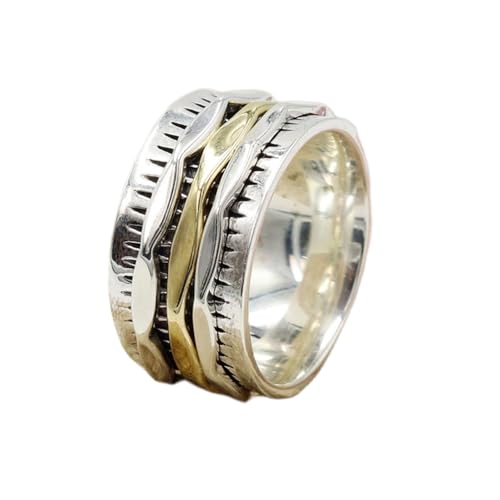 925 Sterling Silber Spinner Ring Unisex, minimalistisches Meditations-Fidget-Band, Meditation zur Angstlinderung, rotierender, gehämmerter Boho-Ring für Entspannung und Komfort | LK_VSP_TT_0418 von LKBEADS