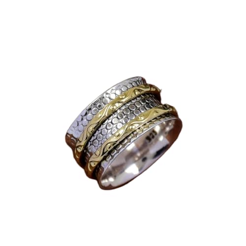 925 Sterling Silber Spinner Ring Unisex, minimalistisches Meditations-Fidget-Band, Meditation zur Angstlinderung, rotierender, gehämmerter Boho-Ring für Entspannung und Komfort | LK_VSP_TT_0421 von LKBEADS