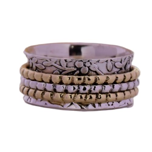 925 Sterling Silber Spinner Ring Unisex, minimalistisches Meditations-Fidget-Band, Meditation zur Angstlinderung, rotierender, gehämmerter Boho-Ring für Entspannung und Komfort | LK_VSP_TT_0447 von LKBEADS