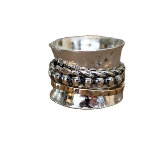 925 Sterling Silber Spinner Ring Unisex, minimalistisches Meditations-Fidget-Band, Meditation zur Angstlinderung, rotierender, gehämmerter Boho-Ring für Entspannung und Komfort | LK_VSP_TT_0489 von LKBEADS