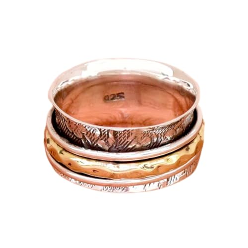 925 Sterling Silber Spinner Ring Unisex, minimalistisches Meditations-Fidget-Band, Meditation zur Angstlinderung, rotierender, gehämmerter Boho-Ring für Entspannung und Komfort | LK_VSP_TT_0532 von LKBEADS