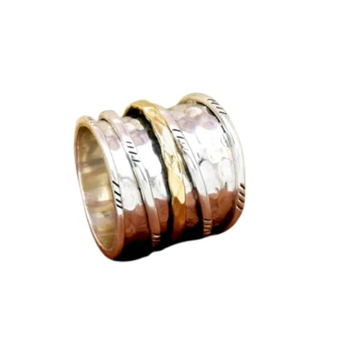 925 Sterling Silber Spinner Ring Unisex, minimalistisches Meditations-Fidget-Band, Meditation zur Angstlinderung, rotierender, gehämmerter Boho-Ring für Entspannung und Komfort | LK_VSP_TT_0538 von LKBEADS
