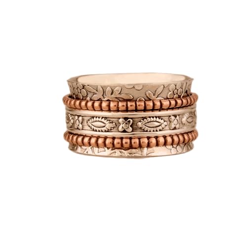 925 Sterling Silber Spinner Ring Unisex, minimalistisches Meditations-Fidget-Band, Meditation zur Angstlinderung, rotierender, gehämmerter Boho-Ring für Entspannung und Komfort | LK_VSP_TT_0579 von LKBEADS