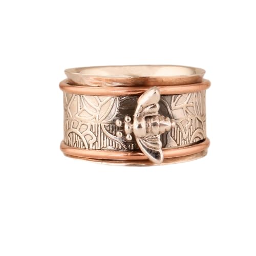 925 Sterling Silber Spinner Ring Unisex, minimalistisches Meditations-Fidget-Band, Meditation zur Angstlinderung, rotierender, gehämmerter Boho-Ring für Entspannung und Komfort | LK_VSP_TT_0593 von LKBEADS