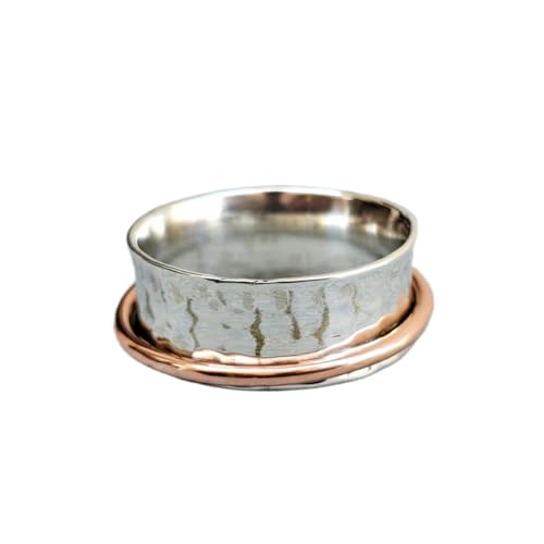 925 Sterling Silber Spinner Ring Unisex, minimalistisches Meditations-Fidget-Band, Meditation zur Angstlinderung, rotierender, gehämmerter Boho-Ring für Entspannung und Komfort | LK_VSP_TT_0599 925 Sterling Silber Spinner Ring Unisex, minimalistisches Meditations-Fidget-Band, Meditation zur Angstlinderung, rotierender, gehämmerter Boho-Ring für Entspannung und Komfort | LK_VSP_TT_0599 von LKBEADS