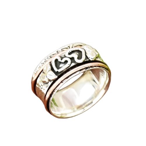 925 Sterling Silber Spinner Ring Unisex, minimalistisches Meditations-Fidget-Band, Meditation zur Angstlinderung, rotierender, gehämmerter Boho-Ring für Entspannung und Komfort | LK_VSP_TT_0616 von LKBEADS