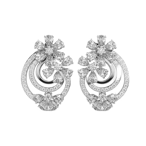 925 Sterling Silber Splendid Bunch Ohrringe | Versilberung | Anzahl Steine: 90 | Edelsteingröße: 0,01–0,10 mm | Gewicht: 1,63 Karat | Form: Rund & Birne | 4,556 Gramm || W_00024 von LKBEADS