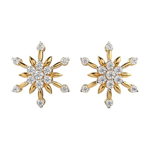 925 Sterling Silber Stern Schneeflocken Ohrstecker | Vergoldung Nr. Stein-26 Edelsteingröße-0,01-0,07mm | Gewicht-0,56 Karat Form-rund | 4,512 Gramm | LKE_G_00145 von LKBEADS