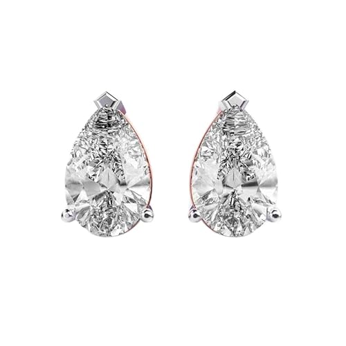925 Sterling Silber Tautropfen Birnen-Solitär-Ohrstecker | Roségold-Beschichtung | Steinzahl: 2 | Edelsteingröße: 1,00–1,49 mm | Gewicht: 2 Karat | Form: Birne | 3,5 Gramm | LKE_R_00285 von LKBEADS