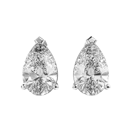 925 Sterling Silber Tautropfen Birnen-Solitär-Ohrstecker | Versilberung | Steinzahl 2 | Edelsteingröße 1,00–1,49 mm | Gewicht 2 Karat | Form Birne | 3,5 Gramm | LKE_W_00285 von LKBEADS