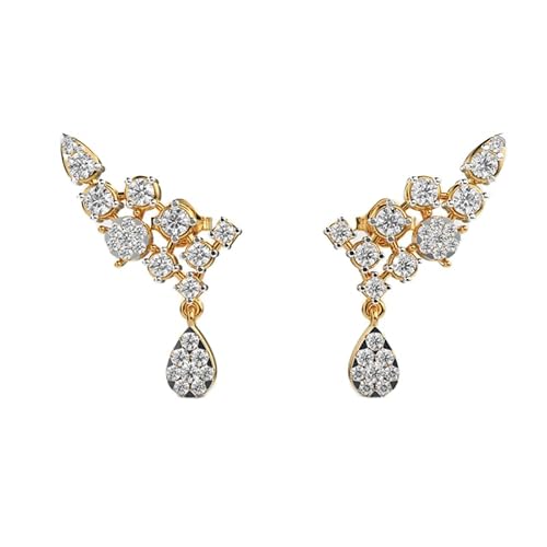 925 Sterling Silber Zierliche Beauty Tropfen-Piercing-Ohrringe | Vergoldung | Anzahl der Steine: 48 | Edelsteingröße: 0,01–0,07 mm | Gewicht: 1,125 Karat | Form: rund | 4,725 Gramm || G_00228 von LKBEADS