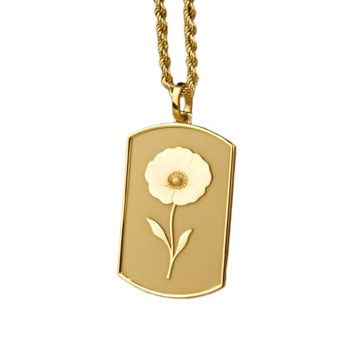 925er Sterlingsilber| 30 x 19 mm| 45|7 cm lange Kette| mit Mohnblumen-| Geburtsblume Mohnblumen| romantische Seilkette| Geburtstagsgeschenk für Frauen im August| handgefertigte Vergoldung| LG_00448 von LKBEADS