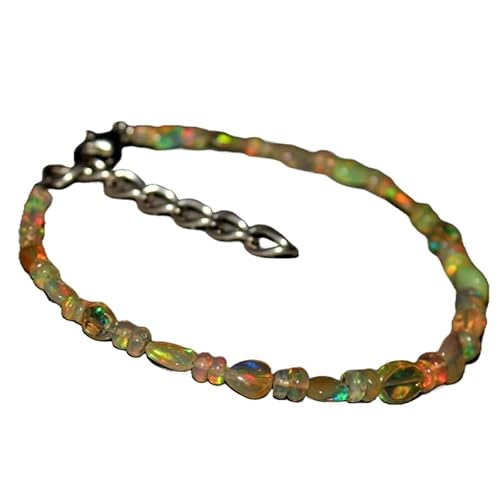 Äthiopischer Opal, 3,5–5 x 8 mm, Rondell- und Trommelform, glatt geschliffene Perlen, 17,8 cm, verstellbarer versilberter Verschluss, Armband für Männer und Frauen | LK_STACK_02802 von LKBEADS