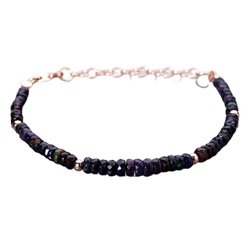 Äthiopischer Opal, 3–4 mm, Rondellform, facettierte Perlen, 17,8 cm, verstellbarer vergoldeter Verschluss, Armband für Männer und Frauen | LK_STACK_02742 von LKBEADS
