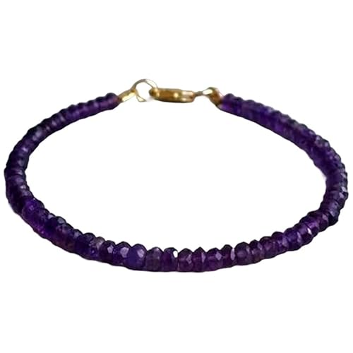 Amethyst, 4 mm, Rondellform, facettierte Perlen, 17,8 cm, vergoldeter Verschluss, Armband für Männer und Frauen | LK_STACK_00327 Amethyst, 4 mm, Rondellform, facettierte Perlen, 17,8 cm, vergoldeter Verschluss, Armband für Männer und Frauen | LK_STACK_00327 von LKBEADS