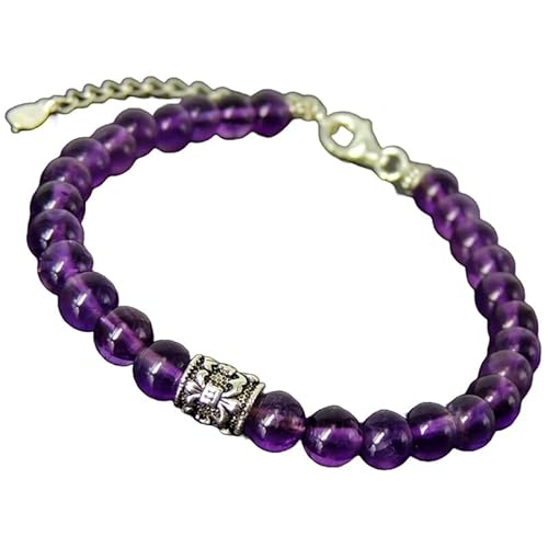 Amethyst-Armband, 8 mm, runde Form, glatt geschliffene Perlen, 17,8 cm, verstellbarer versilberter Verschluss, für Männer und Frauen | LK_STACK_00467 Amethyst-Armband, 8 mm, runde Form, glatt geschliffene Perlen, 17,8 cm, verstellbarer versilberter Verschluss, für Männer und Frauen | LK_STACK_00467 von LKBEADS