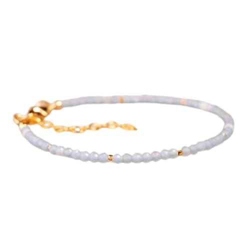 Angelite 2–2,5 mm runde facettierte Perlen, 17,8 cm, verstellbarer vergoldeter Verschluss, Armband für Männer und Frauen | LK_STACK_00515 Angelite 2–2,5 mm runde facettierte Perlen, 17,8 cm, verstellbarer vergoldeter Verschluss, Armband für Männer und Frauen | LK_STACK_00515 von LKBEADS