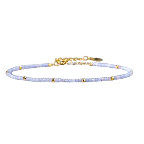 Angelite 2 mm runde Form, glatt geschliffene Perlen, 17,8 cm, verstellbarer vergoldeter Verschluss, Armband für Männer und Frauen | LK_STACK_00517 Angelite 2 mm runde Form, glatt geschliffene Perlen, 17,8 cm, verstellbarer vergoldeter Verschluss, Armband für Männer und Frauen | LK_STACK_00517 von LKBEADS