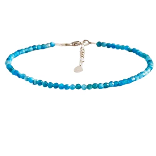 Apatit, 2 mm, runde Form, facettierte Schliffperlen, 17,8 cm, verstellbarer versilberter Verschluss, Armband für Männer und Frauen | LK_STACK_00597 Apatit, 2 mm, runde Form, facettierte Schliffperlen, 17,8 cm, verstellbarer versilberter Verschluss, Armband für Männer und Frauen | LK_STACK_00597 von LKBEADS