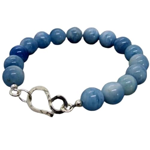 Aquamarin, 10 mm, runde Form, glatt geschliffene Perlen, 17,8 cm, versilberter Verschluss, Armband für Männer und Frauen | LK_STACK_00765 Aquamarin, 10 mm, runde Form, glatt geschliffene Perlen, 17,8 cm, versilberter Verschluss, Armband für Männer und Frauen | LK_STACK_00765 von LKBEADS