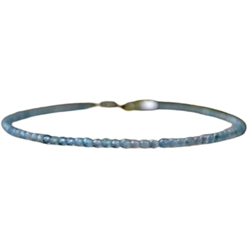 Aquamarin, 2 mm, runde Form, glatt geschliffene Perlen, 17,8 cm, versilberter Verschluss, Armband für Männer und Frauen | LK_STACK_00794 Aquamarin, 2 mm, runde Form, glatt geschliffene Perlen, 17,8 cm, versilberter Verschluss, Armband für Männer und Frauen | LK_STACK_00794 von LKBEADS