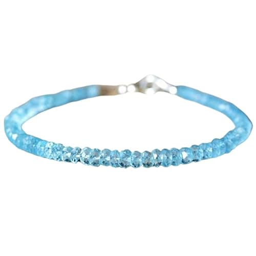 Aquamarin, 3,5 mm, Rondellform, facettierte Perlen, 17,8 cm, versilberter Verschluss, Armband für Männer und Frauen | LK_STACK_00693 Aquamarin, 3,5 mm, Rondellform, facettierte Perlen, 17,8 cm, versilberter Verschluss, Armband für Männer und Frauen | LK_STACK_00693 von LKBEADS