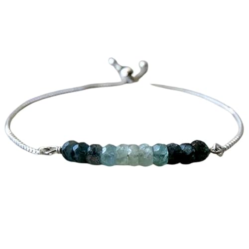 Aquamarin, 3,5 mm, Rondellform, facettierte Perlen, 17,8 cm, verstellbarer versilberter Verschluss, Armband für Männer und Frauen | LK_STACK_00701 Aquamarin, 3,5 mm, Rondellform, facettierte Perlen, 17,8 cm, verstellbarer versilberter Verschluss, Armband für Männer und Frauen | LK_STACK_00701 von LKBEADS