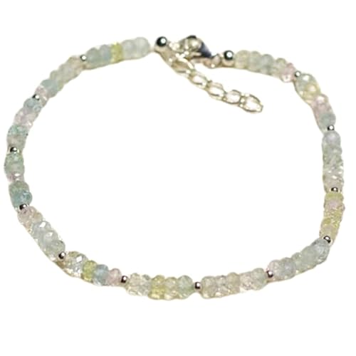 Aquamarin, 3 mm, Rondellform, facettierte Perlen, 17,8 cm, verstellbarer versilberter Verschluss, Armband für Männer und Frauen | LK_STACK_00735 Aquamarin, 3 mm, Rondellform, facettierte Perlen, 17,8 cm, verstellbarer versilberter Verschluss, Armband für Männer und Frauen | LK_STACK_00735 von LKBEADS