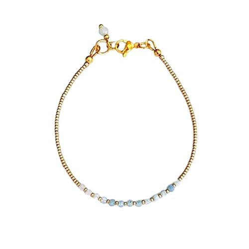 Aquamarin, 3 mm, runde Form, facettierte Perlen, 17,8 cm, verstellbarer vergoldeter Verschluss, Armband für Männer und Frauen | LK_STACK_00810 Aquamarin, 3 mm, runde Form, facettierte Perlen, 17,8 cm, verstellbarer vergoldeter Verschluss, Armband für Männer und Frauen | LK_STACK_00810 von LKBEADS