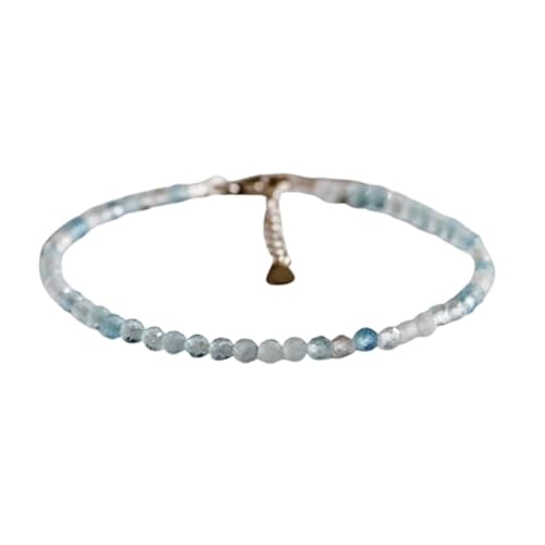 Aquamarin, 3 mm, runde Form, facettierte Perlen, 17,8 cm, verstellbarer versilberter Verschluss, Armband für Männer und Frauen | LK_STACK_00811 Aquamarin, 3 mm, runde Form, facettierte Perlen, 17,8 cm, verstellbarer versilberter Verschluss, Armband für Männer und Frauen | LK_STACK_00811 von LKBEADS