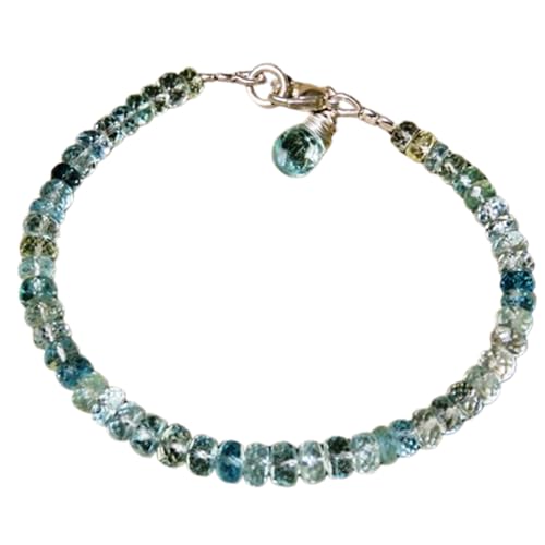 Aquamarin, 4 mm, Rondellform, facettierte Perlen, 17,8 cm, versilberter Verschluss, Armband für Männer und Frauen | LK_STACK_00746 Aquamarin, 4 mm, Rondellform, facettierte Perlen, 17,8 cm, versilberter Verschluss, Armband für Männer und Frauen | LK_STACK_00746 von LKBEADS