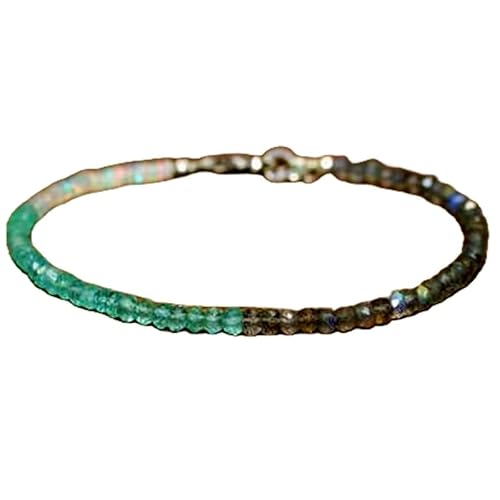 Armband aus Apatit, Labradorit und äthiopischem Opal, 3 mm, Rondellform, facettierte Perlen, 17,8 cm, versilberter Verschluss, für Männer und Frauen|LK_STACK_06918 von LKBEADS