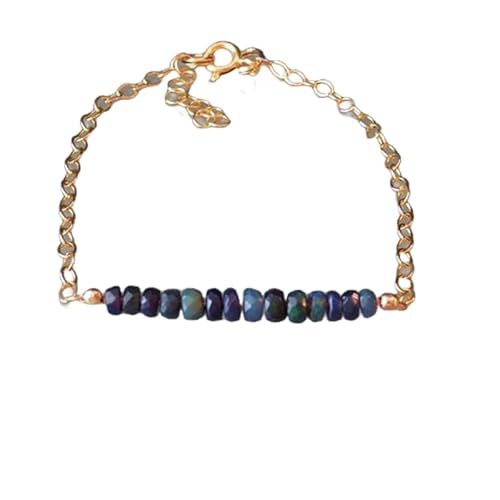Armband mit 3,5 mm äthiopischem Opal in Rondellform, facettierte Perlen, 17,8 cm, verstellbarer Verschluss aus Roségold, für Männer und Frauen | LK_STACK_02662 von LKBEADS