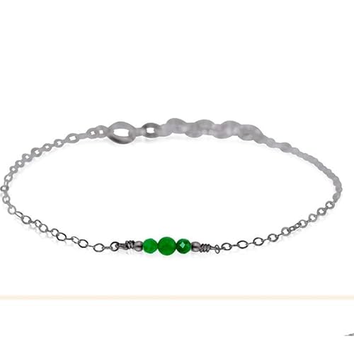 Aventurin 2–4 mm, runde Form, facettierte Schliffperlen, 17,8 cm, versilberter Verschluss, Armband für Männer und Frauen | LK_STACK_00888 von LKBEADS