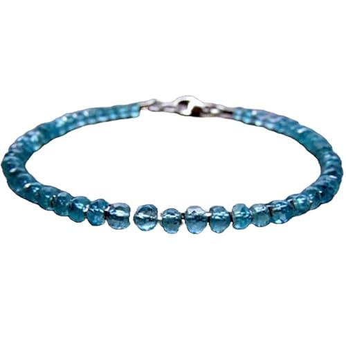 Blauer Apatit, 3,5–4 mm, Rondellform, facettierte Perlen, 17,8 cm, versilberter Verschluss, Armband für Männer und Frauen | LK_STACK_01370 Blauer Apatit, 3,5–4 mm, Rondellform, facettierte Perlen, 17,8 cm, versilberter Verschluss, Armband für Männer und Frauen | LK_STACK_01370 von LKBEADS