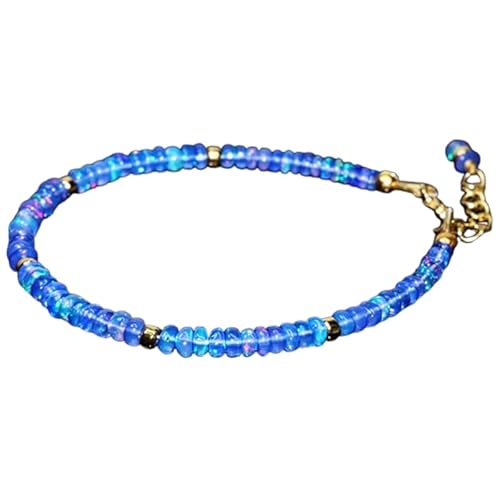 Blauer Feuer-Äthiopischer Opal, 3 mm, Rondellform, glatt geschliffene Perlen, 17,8 cm, verstellbarer versilberter Verschluss, Armband für Männer und Frauen | LK_STACK_01441 Blauer Feuer-Äthiopischer Opal, 3 mm, Rondellform, glatt geschliffene Perlen, 17,8 cm, verstellbarer versilberter Verschluss, Armband für Männer und Frauen | LK_STACK_01441 von LKBEADS