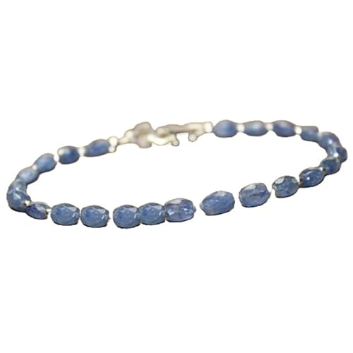 Blauer Saphir, 5 x 7 mm, ovale Form, facettierte Perlen, 17,8 cm, versilberter Verschluss, Armband für Männer und Frauen | LK_STACK_01534 Blauer Saphir, 5 x 7 mm, ovale Form, facettierte Perlen, 17,8 cm, versilberter Verschluss, Armband für Männer und Frauen | LK_STACK_01534 von LKBEADS
