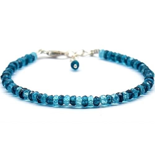 Blauer Topas, 3,5–4 mm, Rondellform, facettierte Perlen, 17,8 cm, versilberter Verschluss, Armband für Männer und Frauen | LK_STACK_01654 Blauer Topas, 3,5–4 mm, Rondellform, facettierte Perlen, 17,8 cm, versilberter Verschluss, Armband für Männer und Frauen | LK_STACK_01654 von LKBEADS