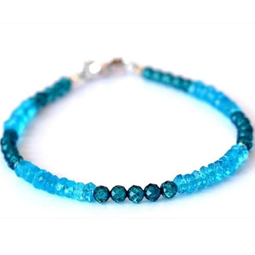 Blauer Topas, 3,5–4 mm, runde und rondelleförmige Perlen mit Facettenschliff, 17,8 cm, versilberter Verschluss, Armband für Männer und Frauen | LK_STACK_01684 Blauer Topas, 3,5–4 mm, runde und rondelleförmige Perlen mit Facettenschliff, 17,8 cm, versilberter Verschluss, Armband für Männer und Frauen | LK_STACK_01684 von LKBEADS