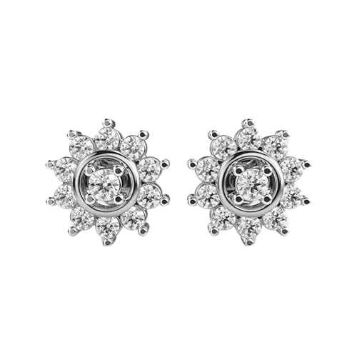 Charmante Ohrstecker in Blumenform aus 925er Sterlingsilber | Versilberung, Nr. Stein: 22, Edelsteingröße: 0,01–0,07 mm | Gewicht: 0,37 Karat, Form: rund | 3,224 Gramm || W_00291 von LKBEADS