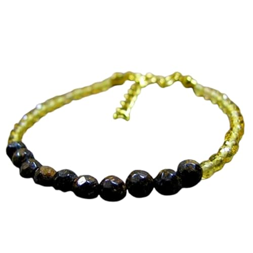 Citrin und Bronzit, 3–8 mm, runde Form, facettierte Perlen, 17,8 cm, verstellbarer versilberter Verschluss, Armband für Männer und Frauen | LK_STACK_07340 von LKBEADS