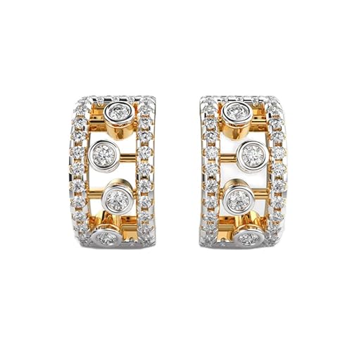 Creolen „Sleek Radiance“ aus 925er Sterlingsilber | Vergoldung | Anzahl der Steine: 76 | Edelsteingröße: 0,01–0,10 mm | Gewicht: 0,73 Karat | Form: rund | 5,146 Gramm | LKE_G_00109 von LKBEADS