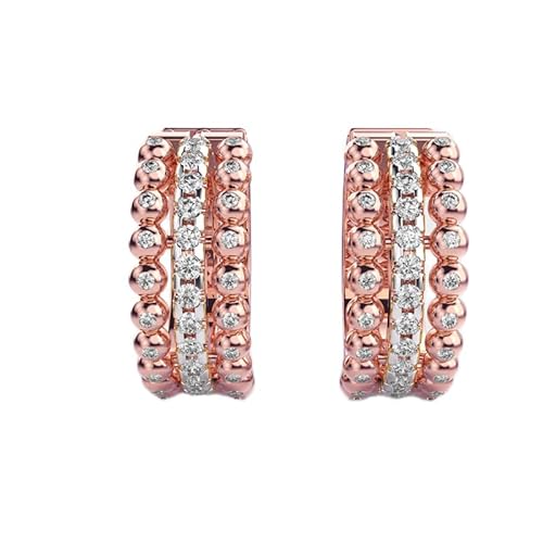 Dewy Hoops aus 925er Sterlingsilber | Roségold-Beschichtung | Anzahl der Steine: 66 | Edelsteingröße: 0,01–0,10 mm | Gewicht: 0,47 Karat | Form: rund | 8,594 Gramm | LKE_R_00135 von LKBEADS