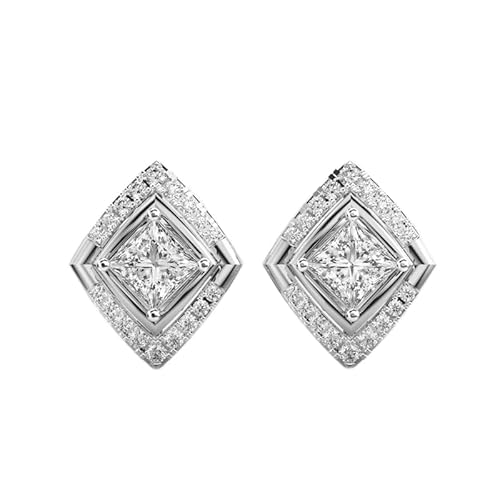 Funkelnde Barfi-Ohrstecker aus 925er Sterlingsilber | Versilberung, Nr. Stein: 38, Edelsteingröße: 0,10–0,29 mm | Gewicht: 0,72 Karat, Form: Rund & Prinzess | 2,854 Gramm || W_00042 von LKBEADS