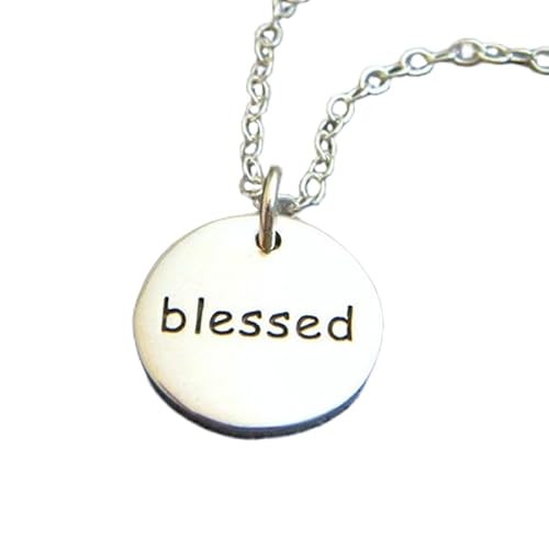 Gesegnete Halskette aus 925er Sterlingsilber|Kleiner inspirierender Schmuck|Inspirierendes Zitat, Motto, Affirmation|Einfacher Wortanhänger|Glaube|Geschenk für sie|| Mit 18-Zoll-Kette | Versilbert von LKBEADS