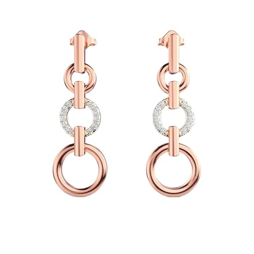 Glamour-Gleitohrringe aus 925er Sterlingsilber | Roségold-Beschichtung | Anzahl der Steine: 24 | Edelsteingröße: 0,1 mm | Gewicht: 0,19 Karat | Form: rund | 2,558 Gramm | LKE_R_00289 von LKBEADS