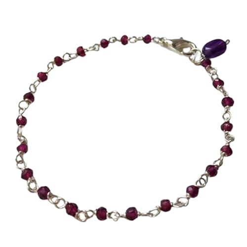 Granat, 2,5 mm, Rondellform, facettierte Perlen, 17,8 cm, versilberter Verschluss, Armband für Männer und Frauen | LK_STACK_03068 von LKBEADS